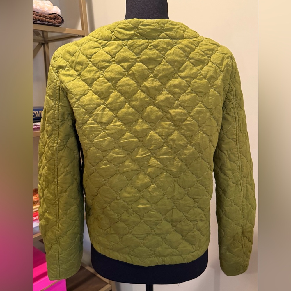 Goodthreads Chartreuse Quilted Jacket Cropped Cot… - image 3